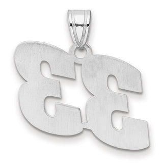 14k White Gold Polished Block Number 33 Pendant