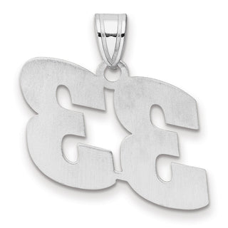 14k White Gold Polished Block Number 33 Pendant