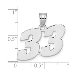 14k White Gold Polished Block Number 33 Pendant