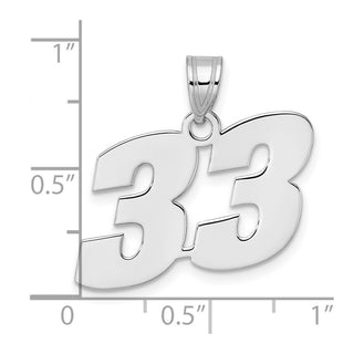 14k White Gold Polished Block Number 33 Pendant