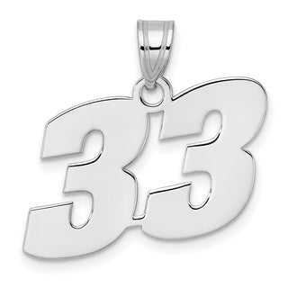 14k White Gold Polished Block Number 33 Pendant