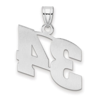 14k White Gold Polished Block Number 34 Pendant