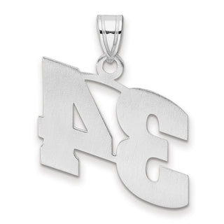 14k White Gold Polished Block Number 34 Pendant