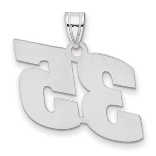 14k White Gold Polished Block Number 35 Pendant
