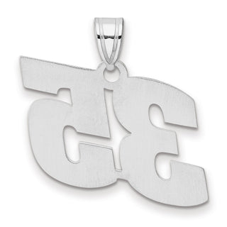 14k White Gold Polished Block Number 35 Pendant