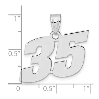 14k White Gold Polished Block Number 35 Pendant