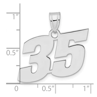 14k White Gold Polished Block Number 35 Pendant