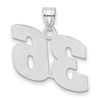 14k White Gold Polished Block Number 36 Pendant