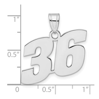 14k White Gold Polished Block Number 36 Pendant