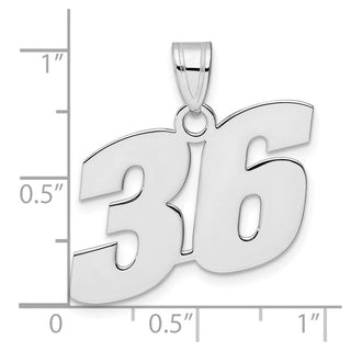 14k White Gold Polished Block Number 36 Pendant