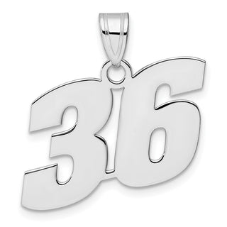 14k White Gold Polished Block Number 36 Pendant