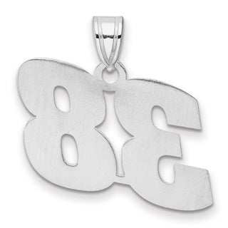 14k White Gold Polished Block Number 38 Pendant