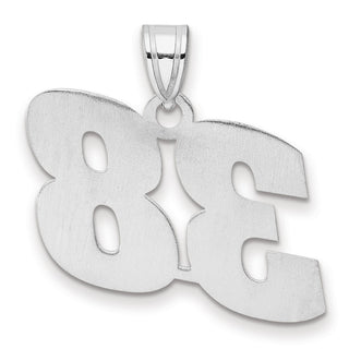 14k White Gold Polished Block Number 38 Pendant