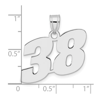 14k White Gold Polished Block Number 38 Pendant