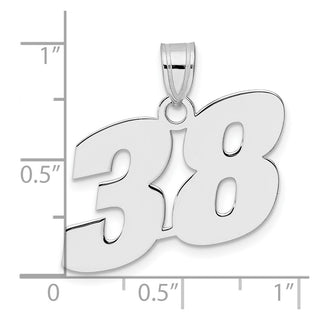14k White Gold Polished Block Number 38 Pendant