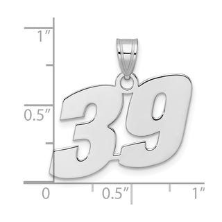 14k White Gold Polished Block Number 39 Pendant