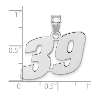 14k White Gold Polished Block Number 39 Pendant