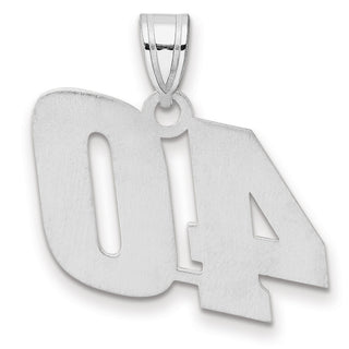 14k White Gold Polished Block Number 40 Pendant