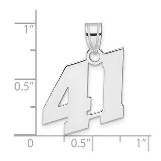 14k White Gold Polished Block Number 41 Pendant