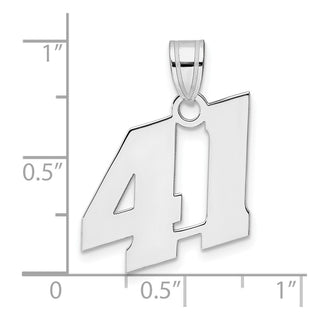 14k White Gold Polished Block Number 41 Pendant