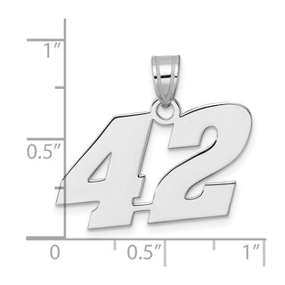 14k White Gold Polished Block Number 42 Pendant