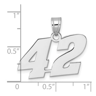14k White Gold Polished Block Number 42 Pendant