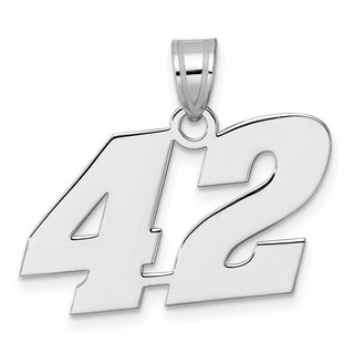 14k White Gold Polished Block Number 42 Pendant