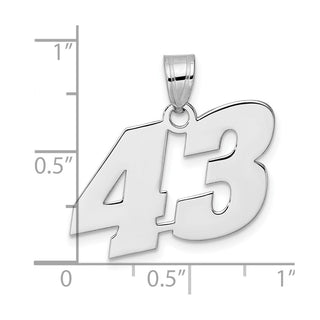 14k White Gold Polished Block Number 43 Pendant