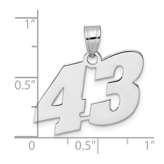14k White Gold Polished Block Number 43 Pendant