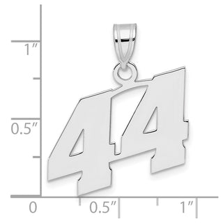 14k White Gold Polished Block Number 44 Pendant