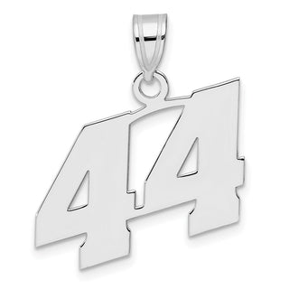 14k White Gold Polished Block Number 44 Pendant