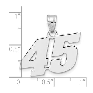 14k White Gold Polished Block Number 45 Pendant