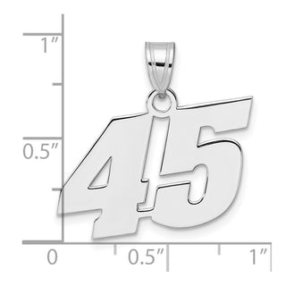 14k White Gold Polished Block Number 45 Pendant