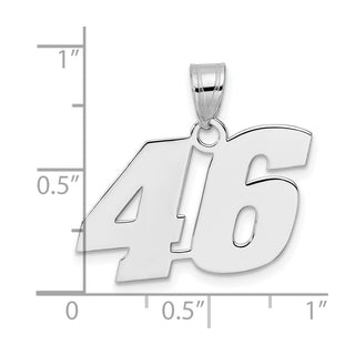 14k White Gold Polished Block Number 46 Pendant
