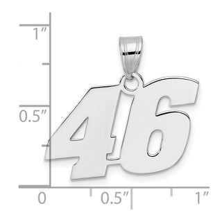 14k White Gold Polished Block Number 46 Pendant