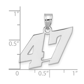 14k White Gold Polished Block Number 47 Pendant