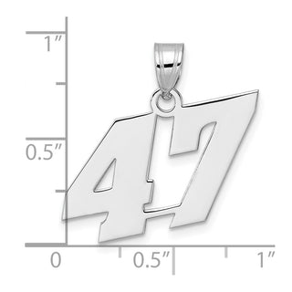 14k White Gold Polished Block Number 47 Pendant