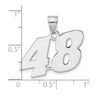 14k White Gold Polished Block Number 48 Pendant