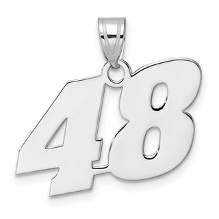 14k White Gold Polished Block Number 48 Pendant