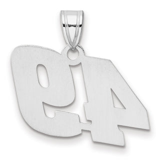 14k White Gold Polished Block Number 49 Pendant