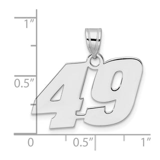 14k White Gold Polished Block Number 49 Pendant