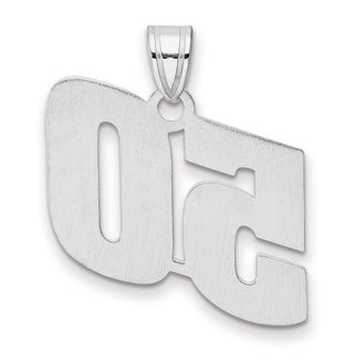 14k White Gold Polished Block Number 50 Pendant