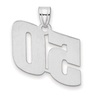 14k White Gold Polished Block Number 50 Pendant