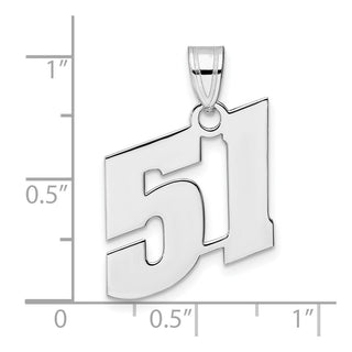14k White Gold Polished Block Number 51 Pendant