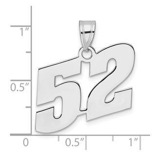14k White Gold Polished Block Number 52 Pendant