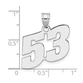 14k White Gold Polished Block Number 53 Pendant