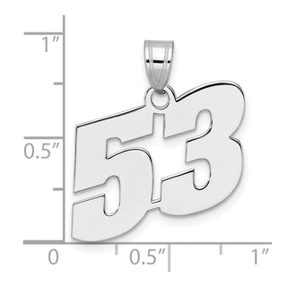 14k White Gold Polished Block Number 53 Pendant