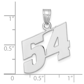 14k White Gold Polished Block Number 54 Pendant