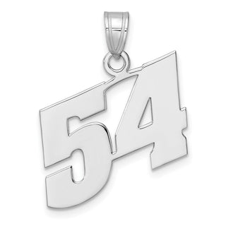 14k White Gold Polished Block Number 54 Pendant