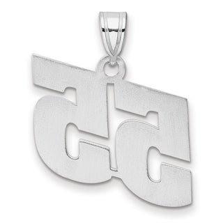 14k White Gold Polished Block Number 55 Pendant